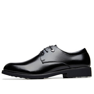 COSO 男士英伦商务休闲系带舒适加绒保暖正装皮鞋 C739-2 黑色 42