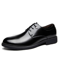 COSO 男士英伦商务休闲系带舒适加绒保暖正装皮鞋 C739-2 黑色 38