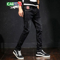 卡帝乐鳄鱼（CARTELO）牛仔裤  男士时尚潮流休闲百搭弹力牛仔长裤B235-843黑色36