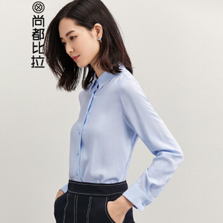 尚都比拉（Sentubila）2019百搭时尚OL衬衣女士上衣职业白领通勤简约方领衬衫 183C0521671 浅蓝色 L