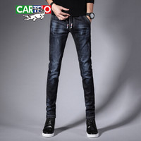 卡帝乐鳄鱼（CARTELO）牛仔裤 男士潮流休闲纯色系带弹力牛仔长裤A329-360深蓝色29