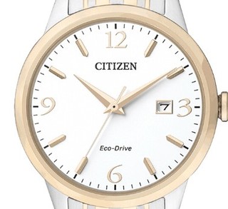 CITIZEN 西铁城 BM7304-59A 光动能情侣表-男表 间金 白盘