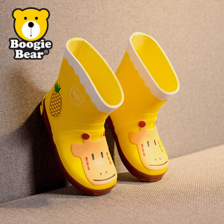 Boogie Bear韩国童鞋儿童雨鞋防滑女童雨靴男童中筒学生水鞋 BB191R0203 长颈鹿黄色 24