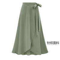 BANDALY 2019春季新款女装新品半身裙女欧美大码不规则开叉绑带女裙 cchOMW7200 军绿色（针织面料） XL