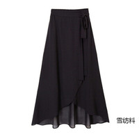 BANDALY 2019春季新款女装新品半身裙女欧美大码不规则开叉绑带女裙 cchOMW7200 黑色（雪纺面料） L