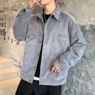 美国苹果 AEMAPE 夹克男2019春装新款灯芯绒外套男士上衣服韩版潮男装上衣工装夹克 卡其色23 L