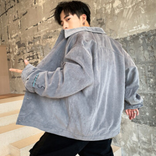 美国苹果 AEMAPE 夹克男2019春装新款灯芯绒外套男士上衣服韩版潮男装上衣工装夹克 卡其色23 L