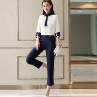 米兰茵 MILANYIN 女装 2019年春季新款韩版时尚休闲潮流修身气质舒适衬衫套装 ML19112 白色 XL