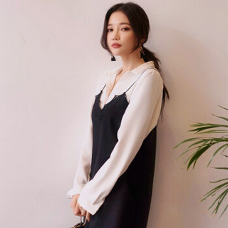 城加（CITYPLUS） 2019新款韩版修身百搭上衣女纯色雪纺长袖衬衫秋冬CWCS191143白色M