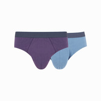 网易严选 【2条装】男士内裤棉质三角裤 男生青年短裤头底裤 透气U凸囊袋男式内裤XL*暗紫+灰蓝