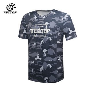 探拓 （TECTOP）速干衣 男女印花圆领短袖T恤 户外快干衣 TS80523 男款深灰迷彩 XL