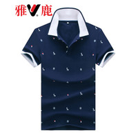 雅鹿 polo衫男 2019夏季新品商务休闲修身男士半袖翻领t恤上衣男 LZ-LP21 深蓝 M