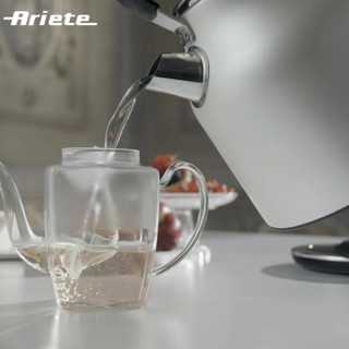 阿里亚特（Ariete）电水壶热水壶 1.7L家用304不锈钢烧水壶自动断电 2864白色意式复古系列
