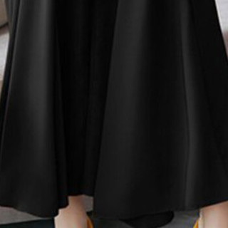 一塘晨2019夏装新款女时髦套装纯色圆领不规则上衣搭简约阔腿裤两件套  S82B1341NA10XXL  黑色 XXL