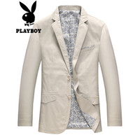 花花公子 PLAYBOY 2019春季时尚休闲西服外套婚礼晚宴正装上衣 68591002 浅卡其 185