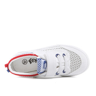 飞耀（FEIYAO）男童女童休闲板鞋儿童透气网鞋A-1007 白蓝 34
