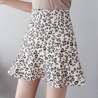 AUDDE 2019春夏季新款女装新品半身裙女不规则鱼尾半身裙时尚短裙子女 zx1203-7065 豹杏 S
