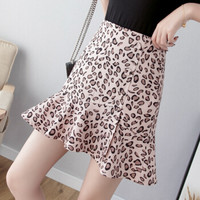 AUDDE 2019春夏季新款女装新品半身裙女不规则鱼尾半身裙时尚短裙子女 zx1203-7065 豹卡 XL