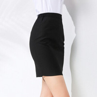 AUDDE 2019秋季新款女装新品半身裙女职业一步开叉西裙松紧正装包臀裙 AAALLD07 黑色后开叉（薄款） S