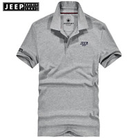 吉普 JEEP POLO衫男2019夏季新品休闲翻领商务休闲字母刺绣简约短袖POLO衫男OM19AB309TS1037 灰色 L