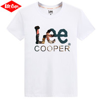 Lee Cooper  短袖T恤2019青年男士短袖体恤简约百搭宽松时尚休闲款 绿舞Lee 白色 5XL