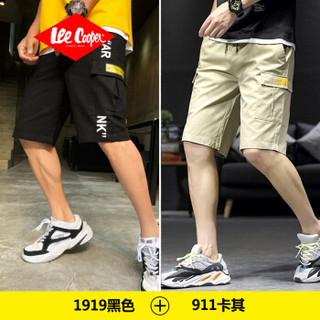 Lee Cooper  短裤2019夏季新品修身宽松百搭时尚休闲个性款  1919黑色/911卡其 2XL