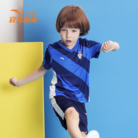 安踏（ANTA）男童装小童足球套夏季休闲运动套装A35829202旋风蓝120