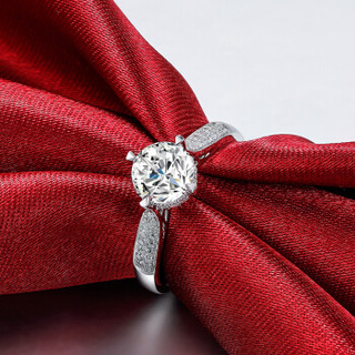 鸣钻国际 许诺 PT950铂金钻戒女 白金钻石戒指结婚求婚女戒 钻石对戒女款 共约1克拉 I-J/SI