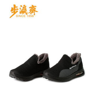 步瀛斋 老北京男传统中老年人 休闲软底防滑加绒气垫布棉鞋 BF-253 黑色 43