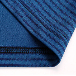 花花公子（PLAYBOY）男士短袖polo衫中老年条纹拼接休闲款体恤 蓝色 XL/175
