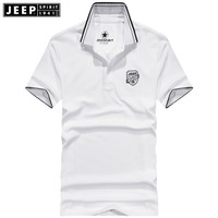 吉普 JEEP POLO衫男2019夏季新款时尚潮流翻领短袖polo衫男士休闲半袖上衣男装 OM19AB309TS1085 白色 XXL