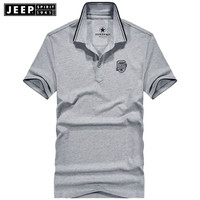 吉普 JEEP POLO衫男2019夏季新款时尚潮流翻领短袖polo衫男士休闲半袖上衣男装 OM19AB309TS1085 灰色 XL