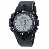 CASIO 卡西欧 PRO TREK系列 PRW-3000-1CR 中性电子表 灰盘 黑色树脂表带 圆形