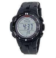 CASIO 卡西欧 PRO TREK系列 PRW-3000-1CR 中性电子表 灰盘 黑色树脂表带 圆形