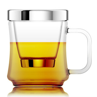 唯成茶壶玻璃耐热透明玻璃茶杯带过滤可拆卸男女居家用不锈钢过滤杯盖泡花草水杯牛奶果汁冲泡杯440ml GR440
