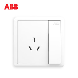ABB AO223 开关插座无框远致白墙壁86型插座面板一开10A三孔空调插 *5件