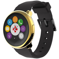 脉珂 （MyKronoz） 瑞士智能手表ZeRound（通话&彩色触摸屏 计步，距离，卡路里）黑色硅胶表带/金色表盘