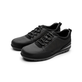 莱尔斯丹 le saunda 时尚休闲运动圆头系带平底男板鞋 LS 9TM88602 黑色 41