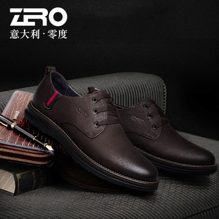 零度(ZERO)男士头层牛皮舒适耐磨系带户外休闲鞋 H83385 暗棕 43