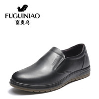 富贵鸟（FUGUINIAO）休闲鞋男鞋头层牛皮时尚套脚皮鞋S893671 黑色 42