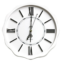 明珠星挂钟 14寸客厅钟表现代简约静音钟时尚个性立体数字时钟卧室石英钟挂表PW259白色