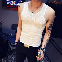 俞兆林（YUZHAOLIN）背心 男士时尚休闲无袖镂空透气背心B353-B03白色L