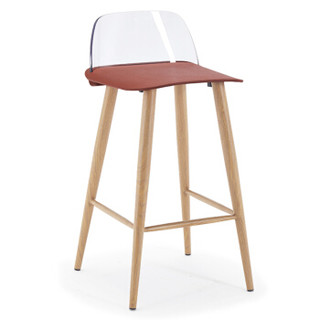 百思宜 现代时尚创意休闲椅子简约设计酒吧椅吧台椅家用高脚餐桌椅子 咖啡色