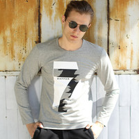 海之宁秋衣男士青少年男学生秋衣棉毛衫印花薄款保暖内衣长袖t恤男打底衫保暖上衣春秋冬上衣男士内衣花灰