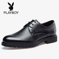 花花公子（PLAYBOY）男士系带商务正装简约皮鞋子男8CW518035D 黑色 42