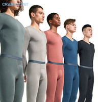 螃蟹秘密 保暖内衣套装男 秋衣秋裤男士 V领 棉质莫代尔 青年时尚 锂黑 XL