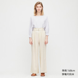 省50元 Uniqlo 优衣库 女士麻混纺宽腿裤多少钱 什么值得买