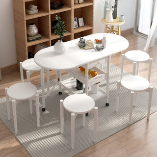 越茂 实木折叠桌餐桌 家用小户型多功能伸缩长方形北欧4人6人吃饭桌 909WH