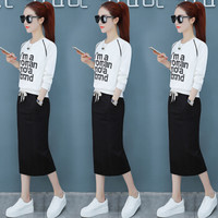 AUDDE 2019春季新款女装新品半身裙女时尚休闲套装裙子韩版套头卫衣洋气两件套 HZ2888-9007TZ 白色 M