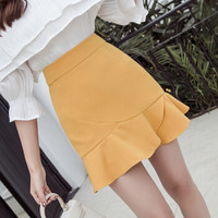 AUDDE 2019春季新款女装新品半身裙女包臀裙短裙a字裙不规则高腰鱼尾裙子 zx1625-2795 黄色 L